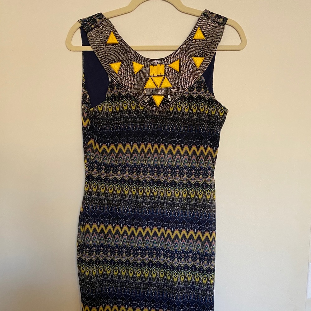 Embellished neckline dress